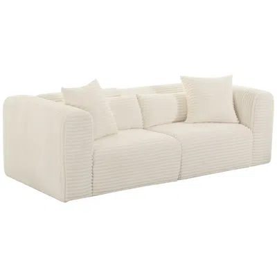 Tov Furniture Tov Tarra Fluffy 86" Wide Cream Corduroy Modern Modular Loveseat