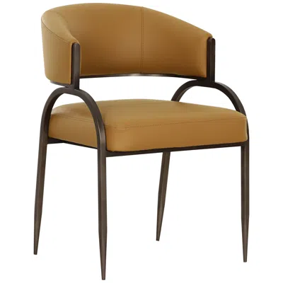 Tov Furniture Tov Tatum 21 1/4" Wide Tan Vegan Leather Modern Dining Chair In Brown