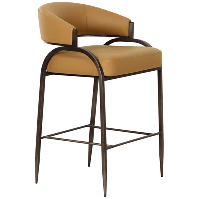 Tov Furniture Tov Tatum 27 1/4" Tan Performance Vegan Leather Modern Counter Stool