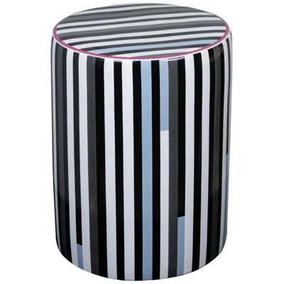 Tov Furniture Tov Taurus 13" Wide Black And White Stripes Ceramic Outdoor Stool