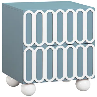 Tov Furniture Tov Tori Motif 23" Wide Modern Blue Wood 2-drawer Nightstand