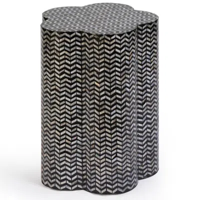 Tov Furniture Truffle Mother Of Pearl Shell Side Table In Black