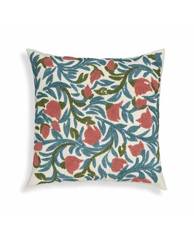 Tov Furniture Tulip Embroidered Floral Wool 20 Inch Square Accent Cushion In Multi