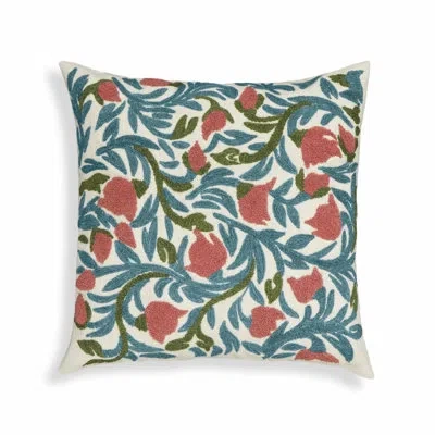 Tov Furniture Tulip Embroidered Floral Wool 20" Square Accent Cushion In Multi