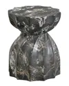 Tov Furniture Turin Faux Marble Indoor/outdoor Concrete Stool In Black