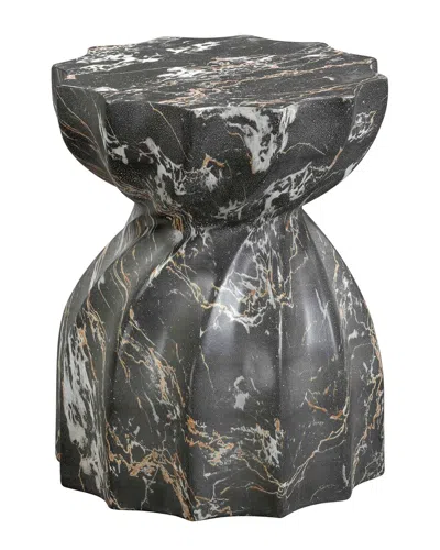 Tov Furniture Turin Faux Marble Indoor/outdoor Concrete Stool In Black