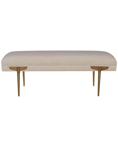 Tov White Waived Velvet Bench