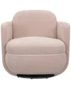 Tov Furniture Wolfie Light Blush Velvet Swivel Chair In Pink