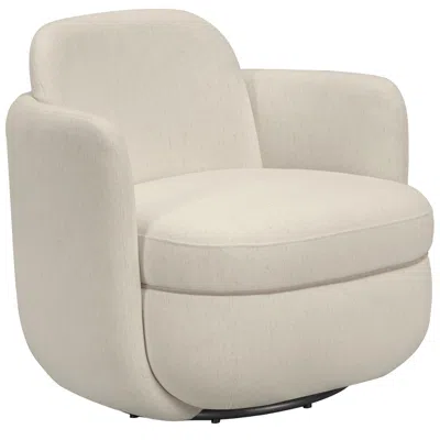 Tov Furniture Wolfie Cream Chenille Swivel Chair In White