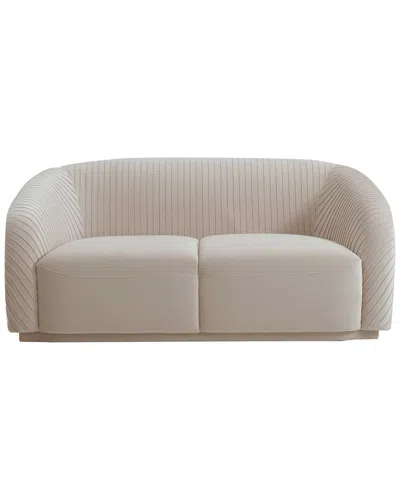Tov Yara Pleated Beige Velvet Loveseat