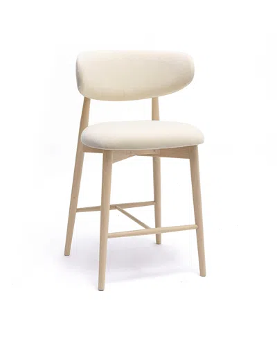 Tov Furniture Zinea Performance Textured Velvet Counter Stool In White