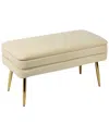 Tov Furniture Ziva Velvet Storage Bench In White