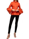 Tov Sophie Bishop Sleeve Top In Orange In Orange
