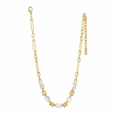 Tova Blaire Crystal With Links Necklace In Chrome And Gold In Multi