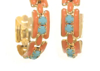 Tova Hillary Hoops Earrings In Jean Blue & Bright Orange