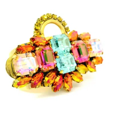 Tova Wings Double Finger Ring In Gold Multi