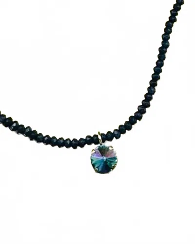 Tova Women's Paige Necklace In Navy/iridescent Stone In Black