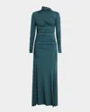 Tove Africa Ruched Stretch-jersey Turtleneck Maxi Dress In Teal