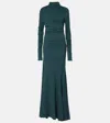 Tove Africa Ruched Stretch-jersey Turtleneck Maxi Dress In Blue