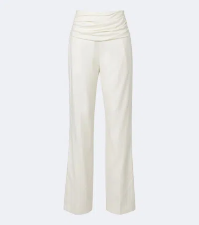 Tove Albertine Ruched Virgin Wool Wide-leg Pants In White
