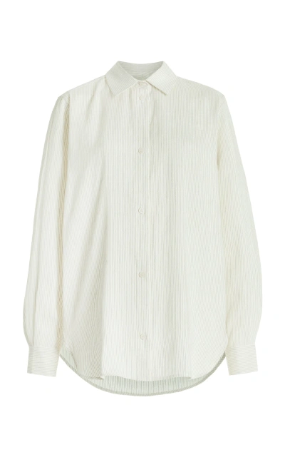 Tove Amal Oversized Striped Linen-silk Shirt In White