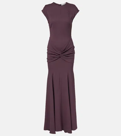 Tove Ames Knotted Draped Stretch-jersey Maxi Dress In Purple