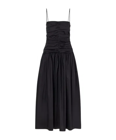 Tove Amina Gathered Organic Cotton Dress In Black