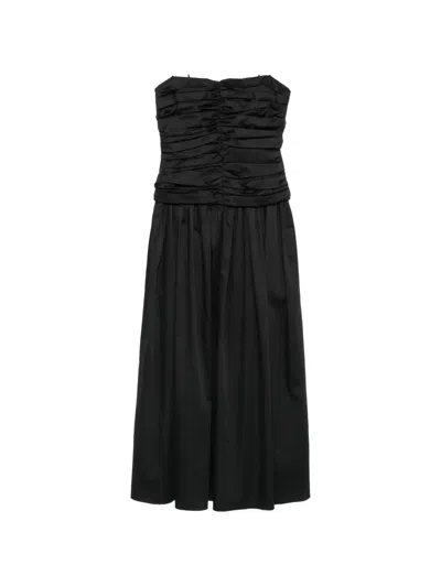 Tove Amina Ruched Midi Dress In Black