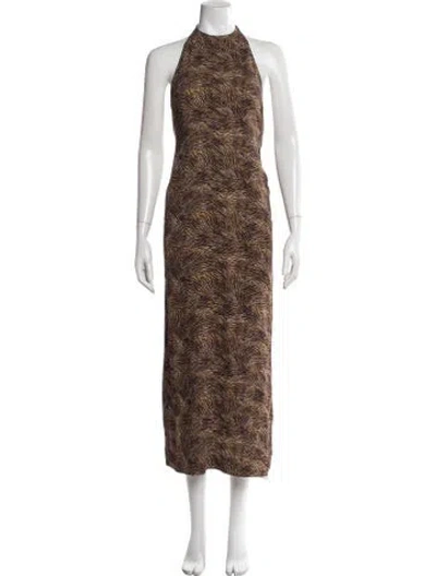 Pre-owned Tove Animal Print Long Dress W/ Tags In Brown