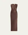 Tove Anwen Draped Silk Dress In Mink