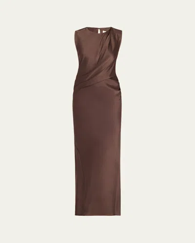 Tove Anwen Draped Silk Dress In Mink