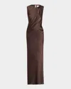 Tove Anwen Draped Silk Dress In Mink