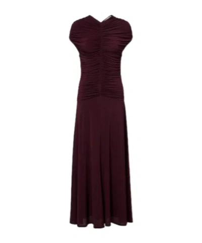 Tove Avita Ruched Jersey Maxi Dress In Brown