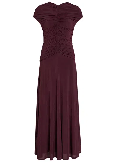 Tove Avita Ruched Stretch-jersey Midi Dress In Red