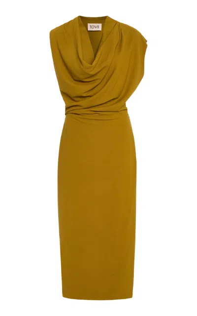Tove Babette Draped Crepe Midi Dress
