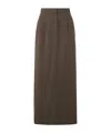 Tove Back Slit Midi Skirt In Brown