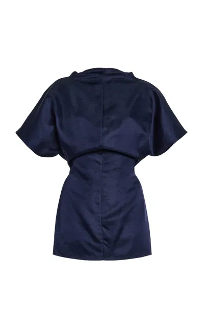Tove Beatrix Open-back Shantung Top In Blue