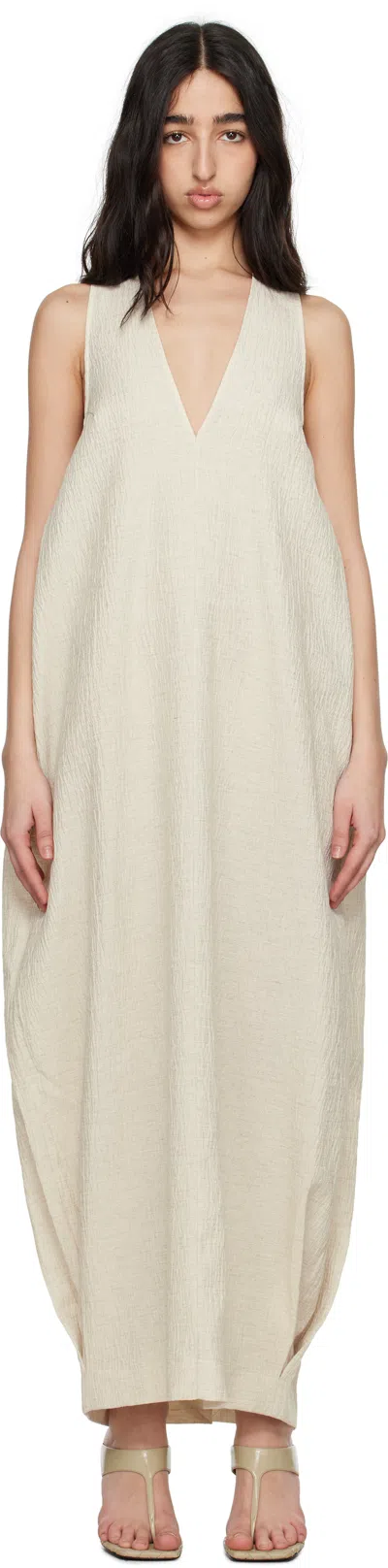 Tove Eladia Crinkled Cotton-blend Maxi Dress In Stone