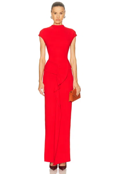 Tove Beth Ruffled Jersey Maxi Dress In Red