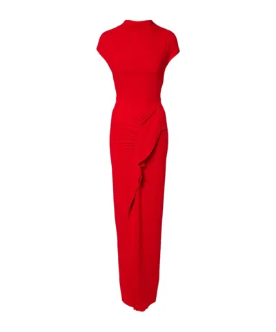 Tove Beth Ruffled Jersey Maxi Dress In Red