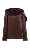 Tove Caris Draped Satin Top In Brown
