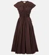 Tove Womens Chocolate Ceres Short-sleeve Cotton-poplin Maxi Dress In Brown