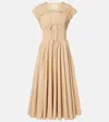 Tove Ceres Gathered Cotton Midi Dress In Nude
