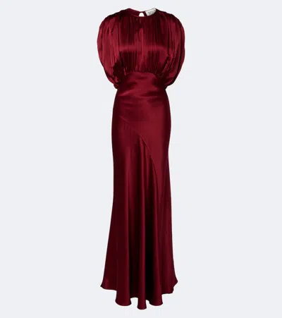 Tove Coco Silk Satin Gown In Burgundy