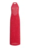Tove Colette Sequined Midi Halter Dress In Red