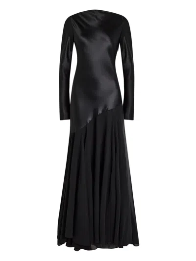 Tove Cordelia Long-sleeve Panelled Maxi Dress In Black