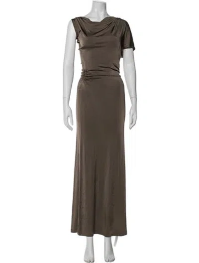 Pre-owned Tove Cowl Neck Long Dress In Brown