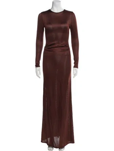 Pre-owned Tove Crew Neck Long Dress In Brown