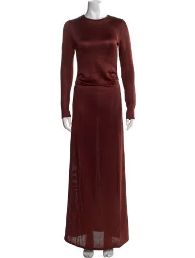 Pre-owned Tove Crew Neck Long Dress In Brown