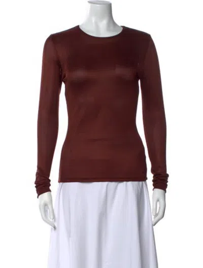 Pre-owned Tove Crew Neck Long Sleeve Top In Brown